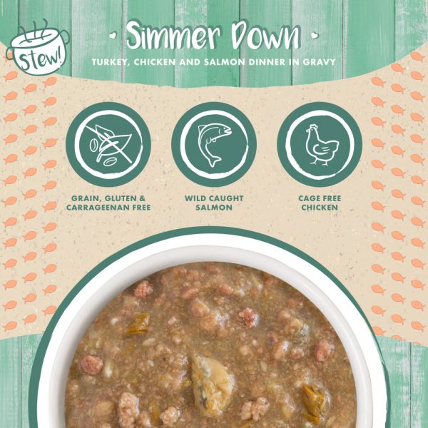 Weruva Classic Cat Stews! Simmer Down with Turkey Chicken & Salmon in Gravy Canned Cat Food Online now