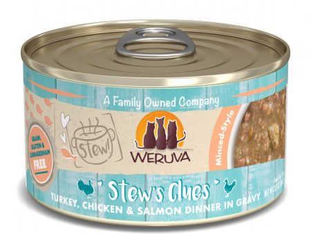 Weruva Classic Cat Stews! Stew s Clues with Turkey Chicken & Salmon in Gravy Canned Cat Food Online now