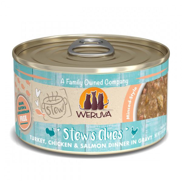 Weruva Classic Cat Stews! Stew s Clues with Turkey Chicken & Salmon in Gravy Canned Cat Food Online now