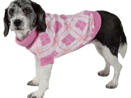 Pet Life Pink Argyle Knitted Dog Sweater on Sale