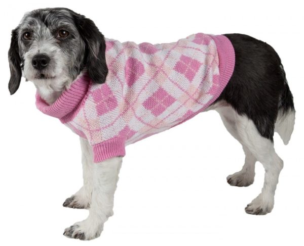 Pet Life Pink Argyle Knitted Dog Sweater on Sale