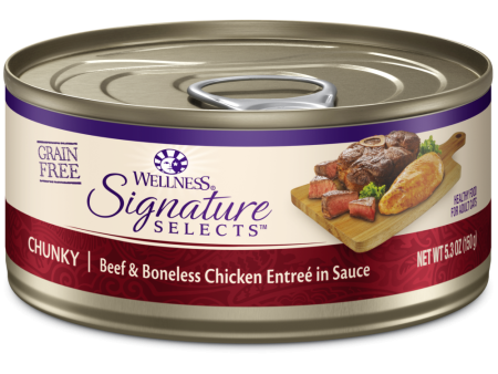 Wellness Signature Selects Grain Free Natural Beef and White Meat Chicken Entree in Sauce Wet Canned Cat Food Online now