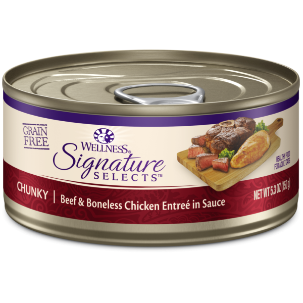 Wellness Signature Selects Grain Free Natural Beef and White Meat Chicken Entree in Sauce Wet Canned Cat Food Online now