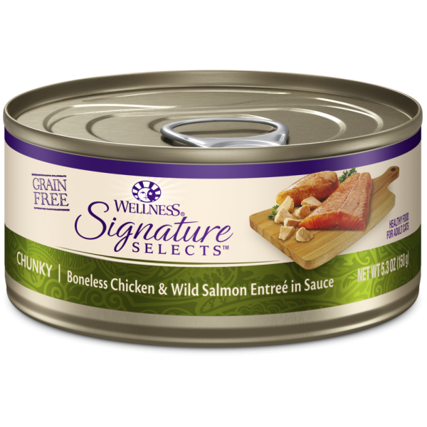 Wellness Signature Selects Grain Free Natural White Meat Chicken and Wild Salmon Entree in Sauce Wet Canned Cat Food Online Sale