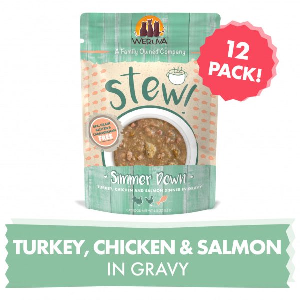 Weruva Classic Cat Stews! Simmer Down with Turkey Chicken & Salmon in Gravy Canned Cat Food Online now