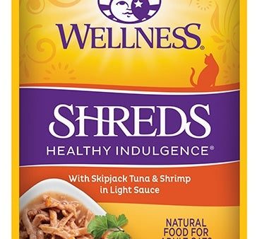 Wellness Healthy Indulgence Natural Grain Free Shreds with Tuna and Shrimp in Light Sauce Cat Food Pouch on Sale