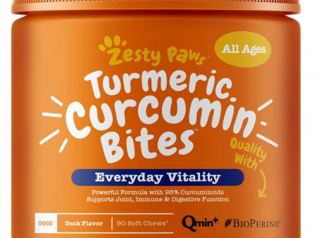 Zesty Paws Turmeric Curcumin Bites Joint & Immune Health Duck Soft Chews for Dogs Sale