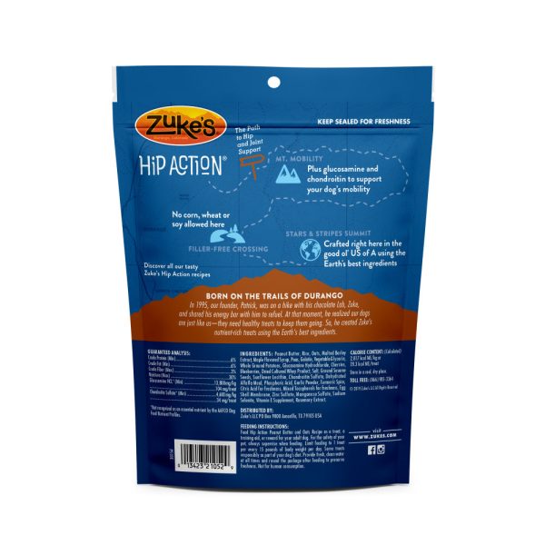 Zukes Hip Action Peanut Butter and Oats Dog Treats with Glucosamine and  Chondroitin Online now