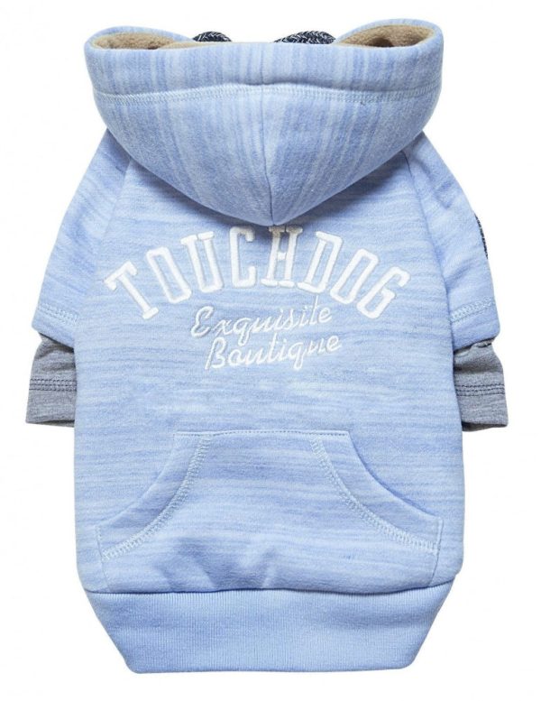 Pet Life Touchdog Hampton Beach Ultra Soft Cotton Blue Dog Hoodie on Sale