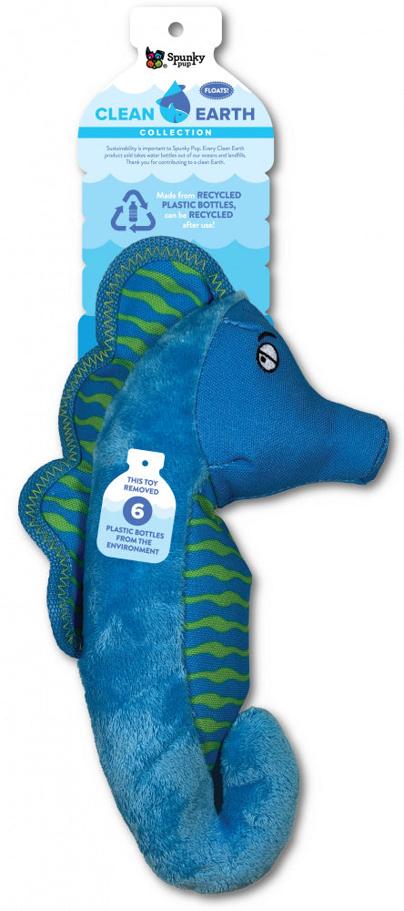 Spunky Pup Clean Earth Seahorse Plush Dog Toy Hot on Sale