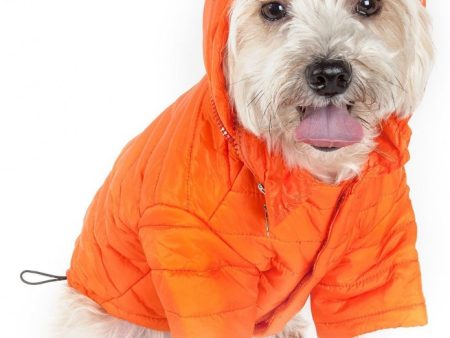 Pet Life Adjustable Orange Sporty Avalanche Dog Coat with Pop Out Zippered Hood Hot on Sale