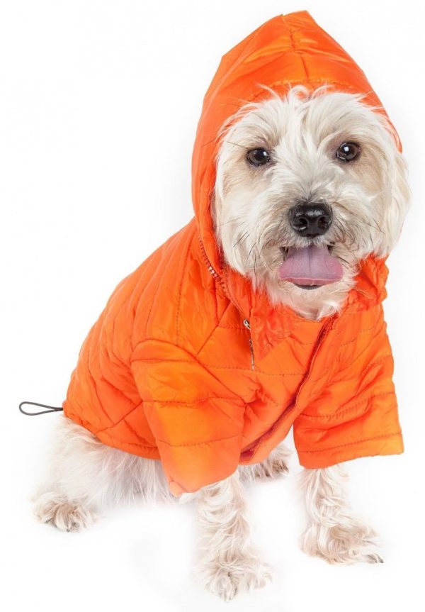 Pet Life Adjustable Orange Sporty Avalanche Dog Coat with Pop Out Zippered Hood Hot on Sale