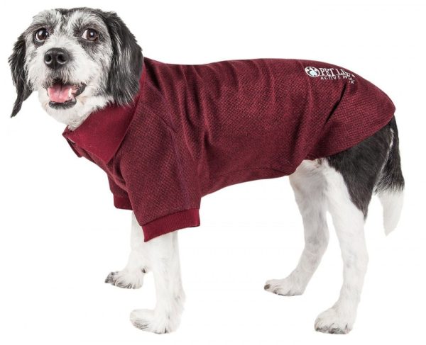 Pet Life Active Relax Stretch Fur Flexed Burgundy Polo Dog T-Shirt Cheap