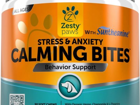 Zesty Paws Calming Anti Stress & Anxiety Bites Peanut Butter Soft Chews For Dogs Online