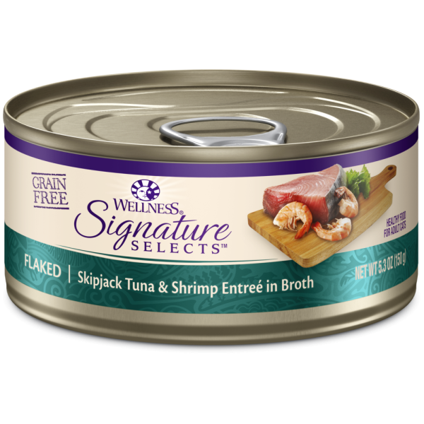 Wellness Signature Selects Grain Free Natural Skipjack Tuna with Shrimp Entree in Broth Wet Canned Cat Food Online Hot Sale