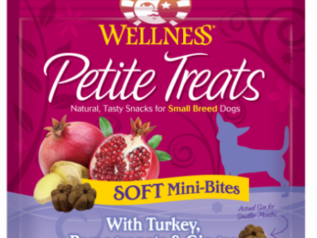 Wellness Petite Treats Grain Free Natural Soft Mini-Bites Turkey, Pomegranate and Ginger Recipe Small Dog Treats on Sale