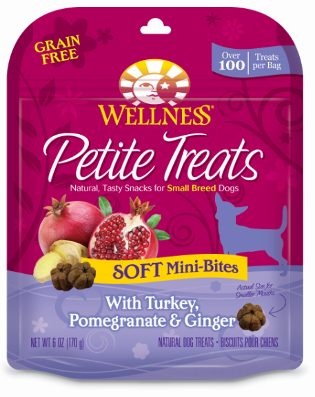 Wellness Petite Treats Grain Free Natural Soft Mini-Bites Turkey, Pomegranate and Ginger Recipe Small Dog Treats on Sale