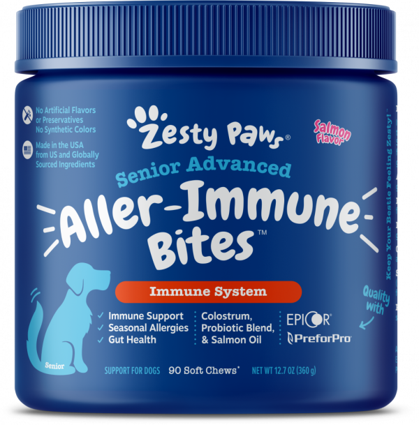 Zesty Paws Advanced Aller-Immune Bites For Seasonal Allergies   Immune Support & Gut Health for Senior & Adult Dogs Online