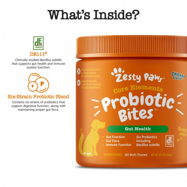 Zesty Paws Probiotic Bites Soft Chews Digestive Probiotics for Gut Flora & Immune Support Functional Chicken Flavor Dog Supplement Online