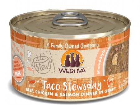 Weruva Classic Cat Stews! Taco Stewsday with Beef Chicken & Salmon in Gravy Canned Cat Food Fashion