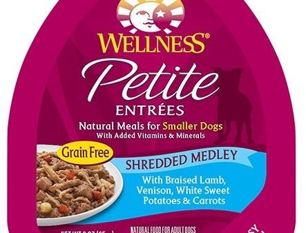 Wellness Small Breed Natural Petite Entrees Shredded Medley with Braised Lamb, Venison, White Sweet Potatoes and Carrots Dog Food Tray Online Sale