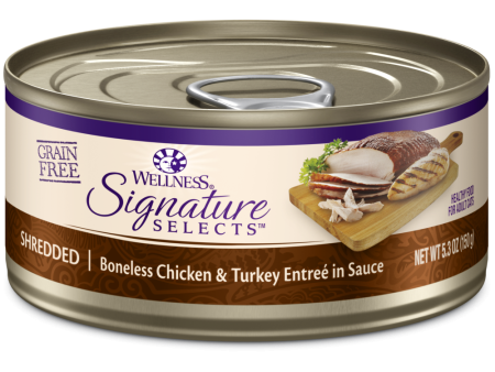 Wellness Signature Selects Grain Free Natural Shredded White Meat Chicken and Turkey Entree in Sauce Wet Canned Cat Food Online Sale