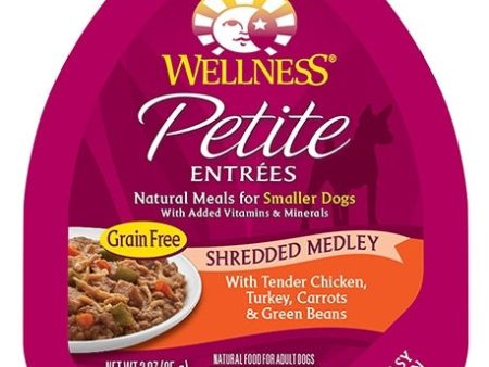 Wellness Small Breed Natural Petite Entrees Shredded Medley with Tender Chicken, Turkey, Carrots and Green Beans Dog Food Tray Online now