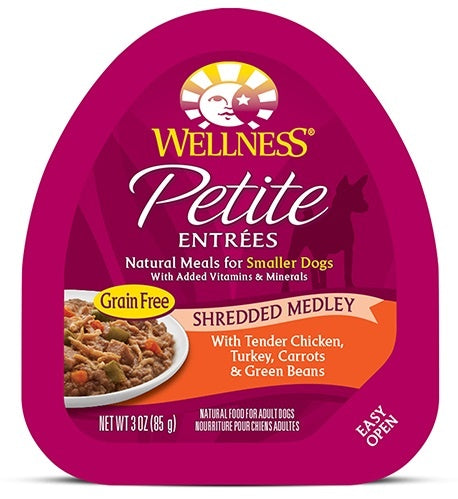 Wellness Small Breed Natural Petite Entrees Shredded Medley with Tender Chicken, Turkey, Carrots and Green Beans Dog Food Tray Online now