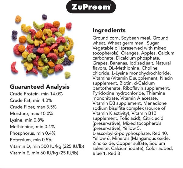 Zupreem FruitBlend Flavor Food with Natural Flavors for Parrots and Conures Supply