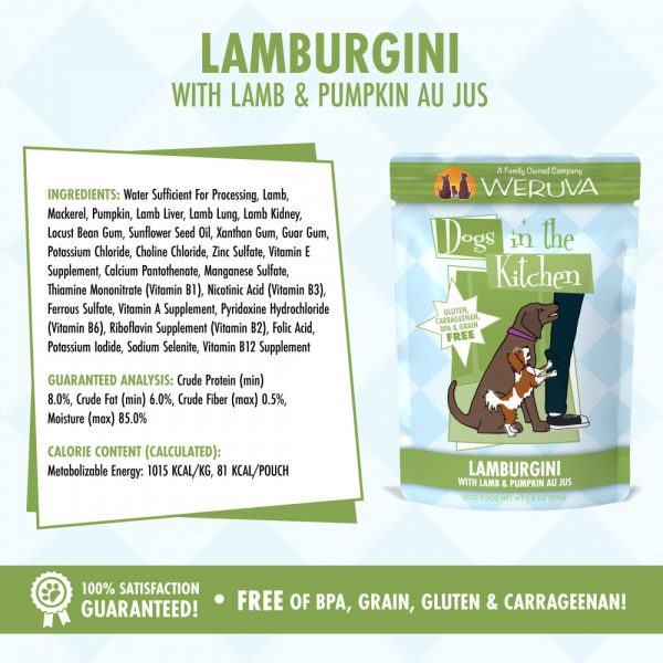 Weruva Dogs in the Kitchen Lamburgini Grain Free Lamb & Pumpkin Dog Food Pouches Hot on Sale