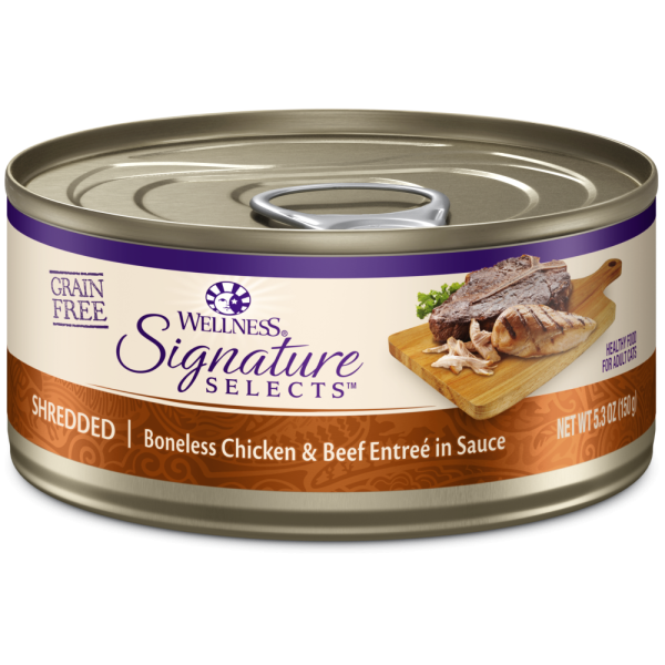 Wellness Signature Selects Grain Free Natural White Meat Chicken and Beef Entree in Sauce Wet Canned Cat Food Discount