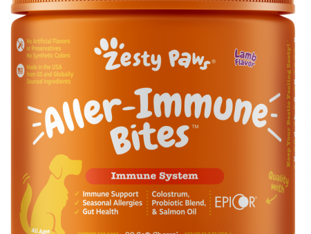 Zesty Paws Aller-Immune Bites for Seasonal Allergies Lamb Flavor Immune Function   Sensitive Skin & Gut Health for Dogs on Sale