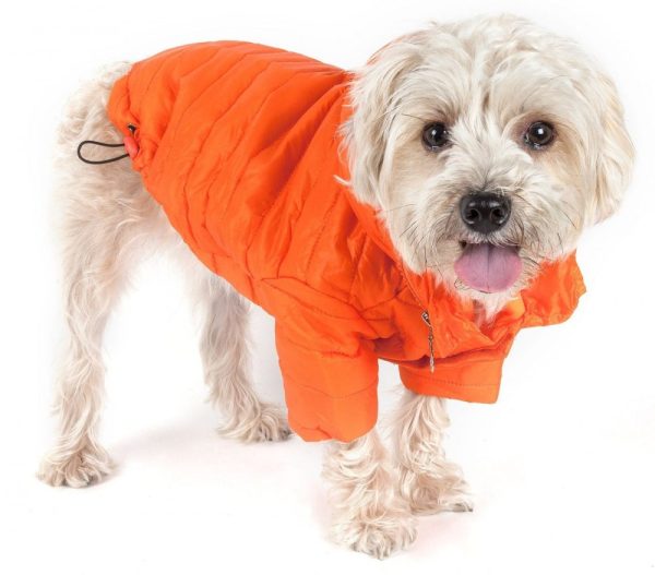 Pet Life Adjustable Orange Sporty Avalanche Dog Coat with Pop Out Zippered Hood Hot on Sale