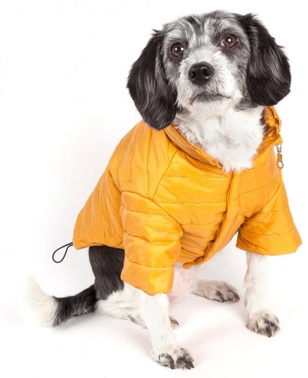 Pet Life Adjustable Yellow Sporty Avalanche Dog Coat with Pop Out Zippered Hood Sale