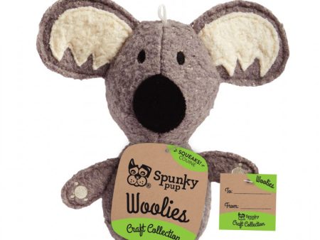 Spunky Pup Woolies Craft Collection Koala Squeaky Plush Dog Toy Sale