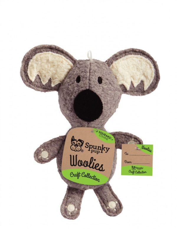 Spunky Pup Woolies Craft Collection Koala Squeaky Plush Dog Toy Sale