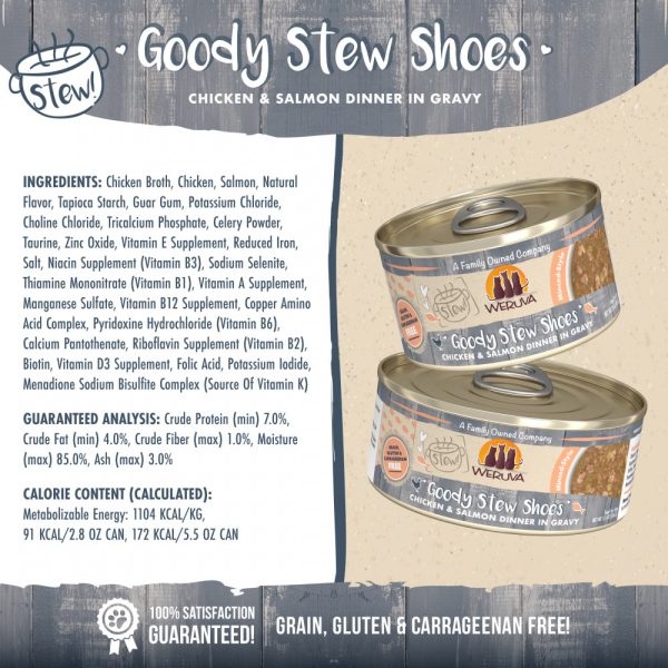 Weruva Classic Cat Stews! Goody Stew Shoes with Chicken & Salmon in Gravy Canned Cat Food Supply