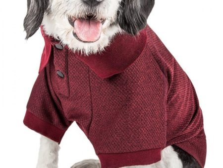 Pet Life Active Relax Stretch Fur Flexed Burgundy Polo Dog T-Shirt Cheap