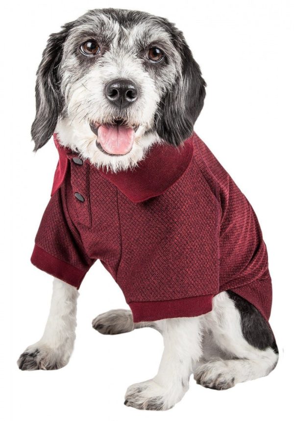 Pet Life Active Relax Stretch Fur Flexed Burgundy Polo Dog T-Shirt Cheap