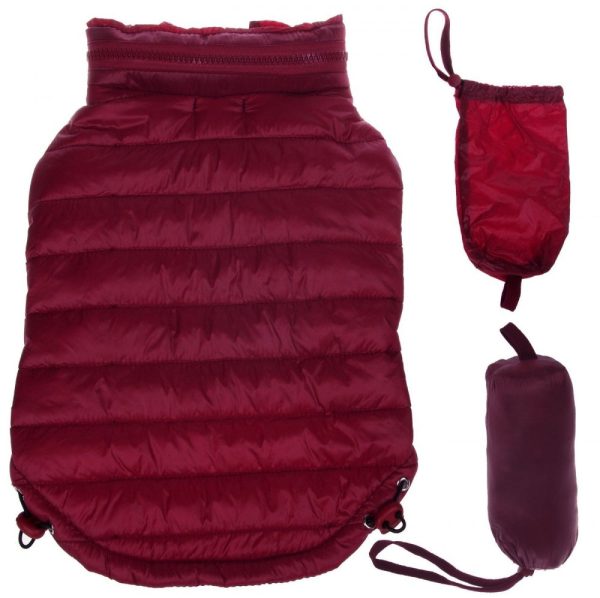 Pet Life Adjustable Burgundy Red Sporty Avalanche Dog Coat with Pop Out Zippered Hood Online now