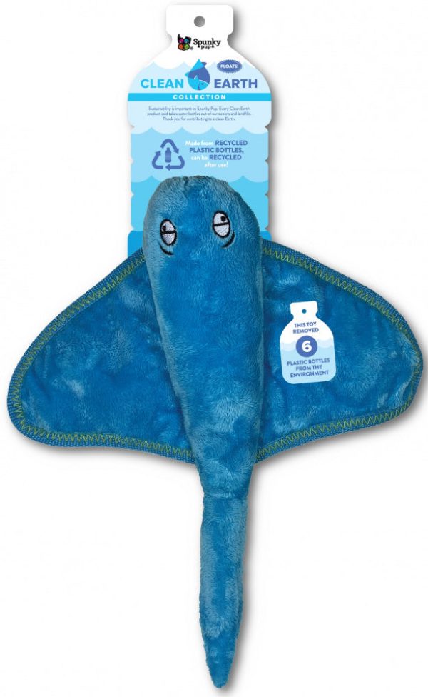 Spunky Pup Clean Earth Stingray Plush Dog Toy For Discount