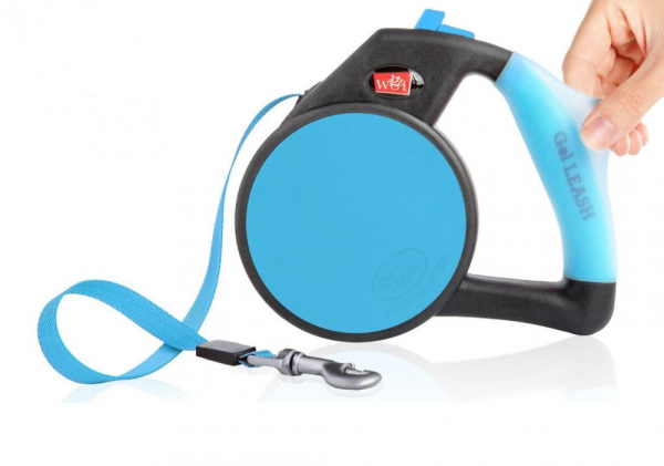 Wigzi Gel Handle Reflective Tape Blue Retractable Dog Leash Supply