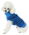 Pet Life Harmonious Dual Color Aqua Blue & Dark Blue Weaved Heavy Cable Knitted Dog Sweater Sale