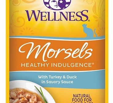 Wellness Healthy Indulgence Natural Grain Free Morsels with Turkey and Duck in Savory Sauce Cat Food Pouch Supply