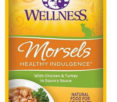 Wellness Healthy Indulgence Natural Grain Free Morsels with Chicken and Turkey in Savory Sauce Cat Food Pouch Online now