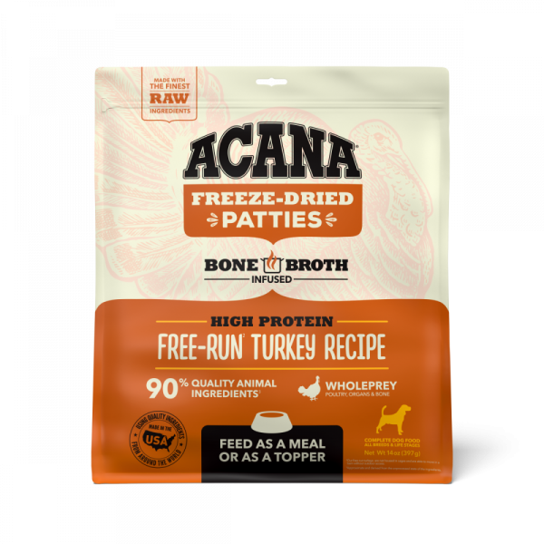 ACANA Freeze Dried Dog Food & Topper, Grain Free, High Protein,  Fresh & Raw Animal Ingredients, Free-Run Turkey Recipe, Patties Cheap