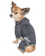 Pet Life Dog Helios Namastail Charcoal Black Full Bodied Performance Breathable Yoga Dog Hooded Tracksuit For Sale