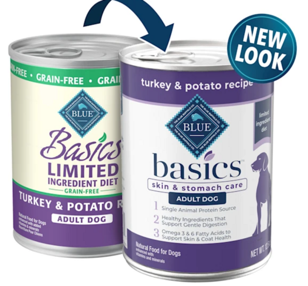 Blue Buffalo Basics Skin & Stomach Care Grain-Free Turkey & Potato Recipe Adult Canned Dog Food Fashion