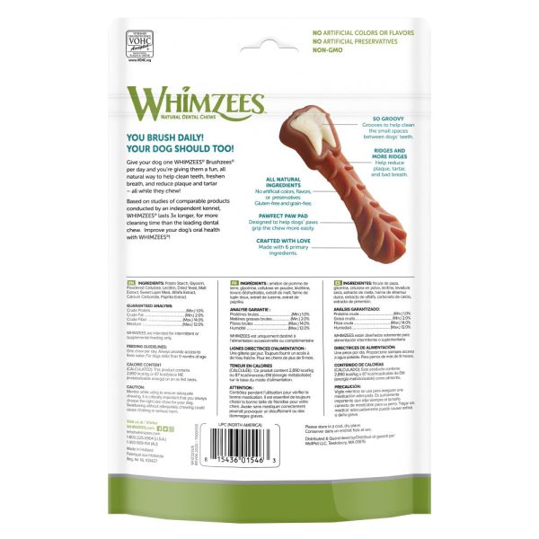 Whimzees Brushzees Natural Daily Dental Medium Breed Dog Treats Cheap