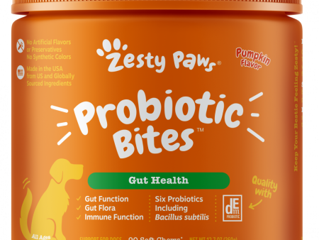 Zesty Paws Probiotic Bites with Digestive Enzymes Pumpkin Soft Chews for Dogs Sale